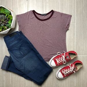 Brandy Melville Red Striped Shirt One Size